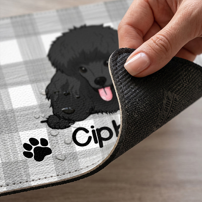 Custom Dog Plaid Pet Placemat, Personalized Pet Food Mat, Dog Lovers Gifts