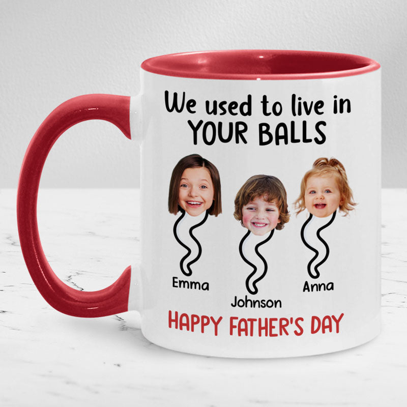 Discover Custom Photo We Used To Lived In Your Balls, Father's Day Gift Personalized Accent Mug