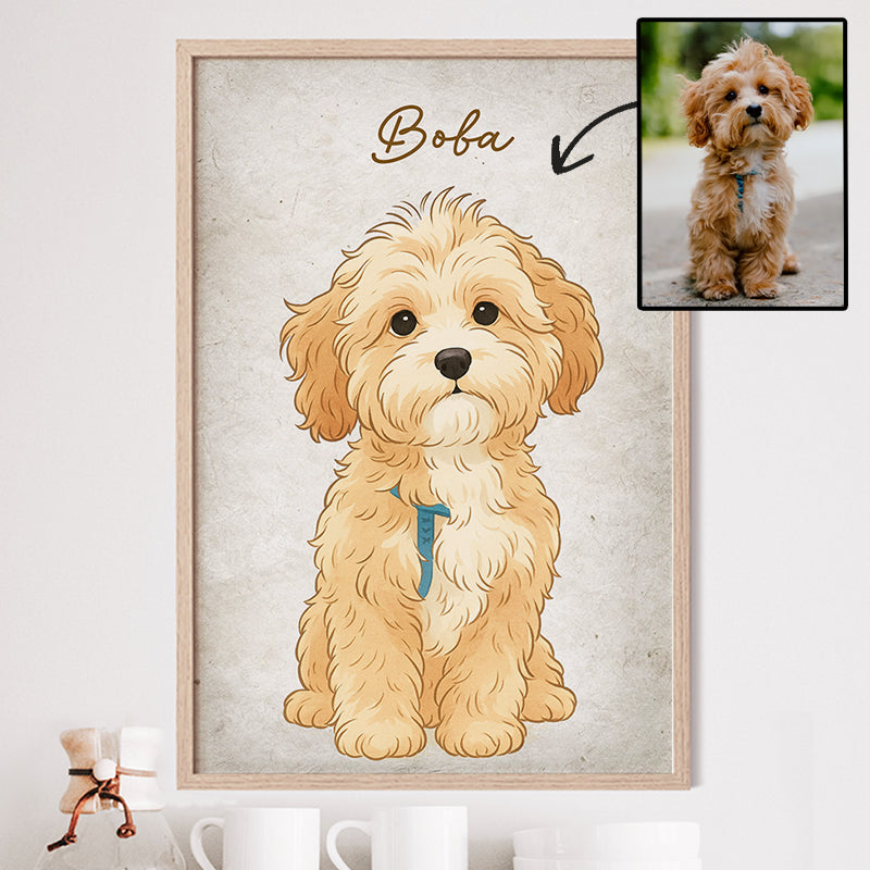 Custom Drawing Vintage Portraits Using Pet Photo Personalized Poster, Personalized Poster, Gift For Pet Lover, Custom Pet Poster