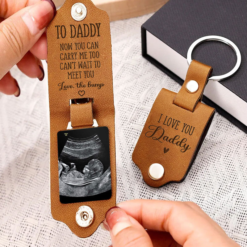 You Can Carry Me Too, Personalized Leather Keychain, Father's Day Gift, Custom Photo