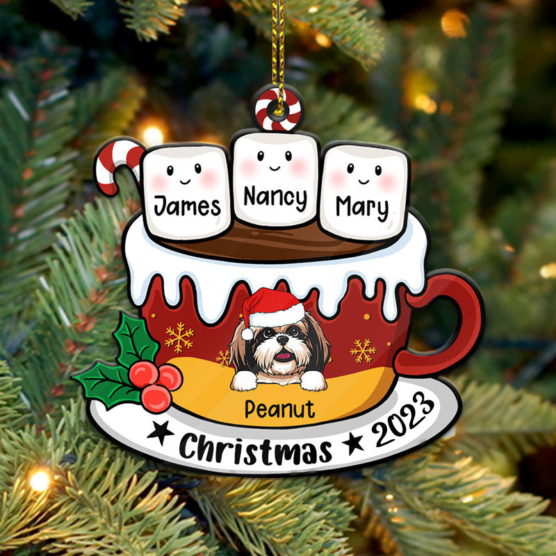 Marshmallow Family, Christmas Shaped Ornament, Custom Gift For Dog Lover