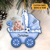 Baby's Carriage Ornament, Custom Photo Ornament, Christmas Shaped Ornament, Custom Gift for Baby