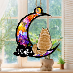Love You To The Moon, Personalized Suncatcher Ornament, Car Hanger, Gift For Pet Lovers