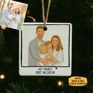 Drawing Polaroid Pictures Square Ornament, Personalized Ornaments, Anniversary Gifts, Custom Photo