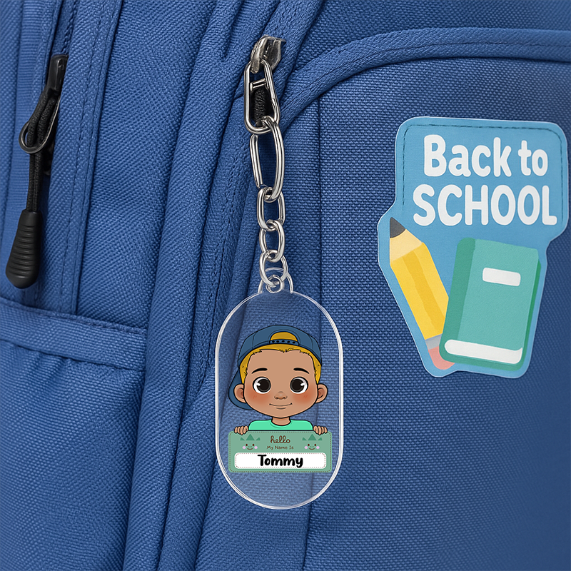 Kids’ Personalized School Bag Keychain, Back to School Custom Keychain, Personalized Keychain