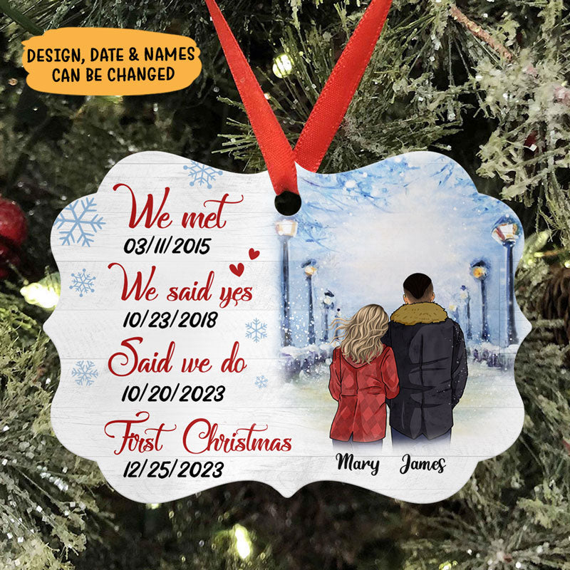First Christmas Custom Date, Personalized Aluminium Ornaments, Custom Holiday Gift