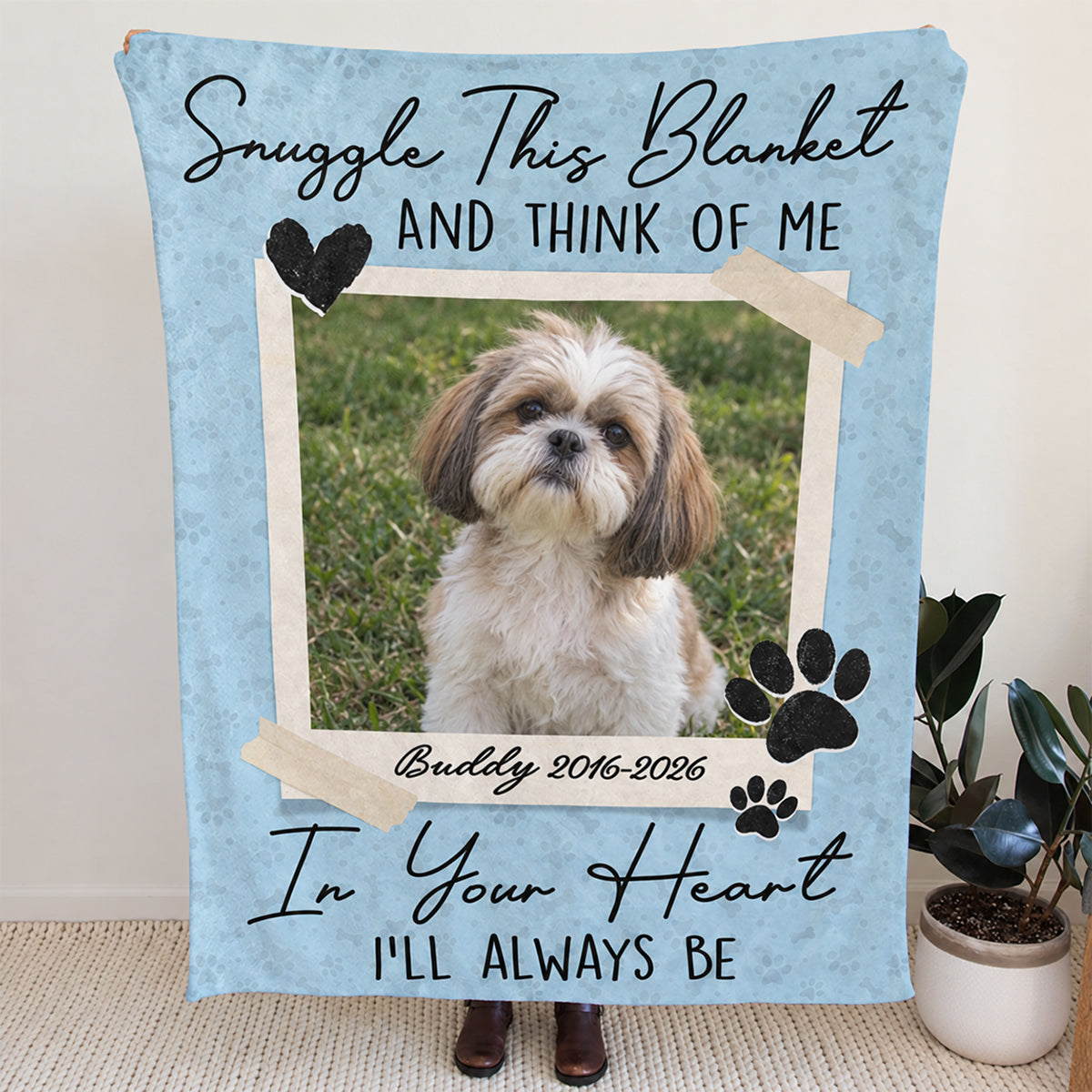 Personalized Dog Cat Memorial Photo Gift, I'll Always Be In Your Heart Blanket, Pet Loss Keepsake