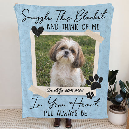 Personalized Dog Cat Memorial Photo Gift, I'll Always Be In Your Heart Blanket, Pet Loss Keepsake