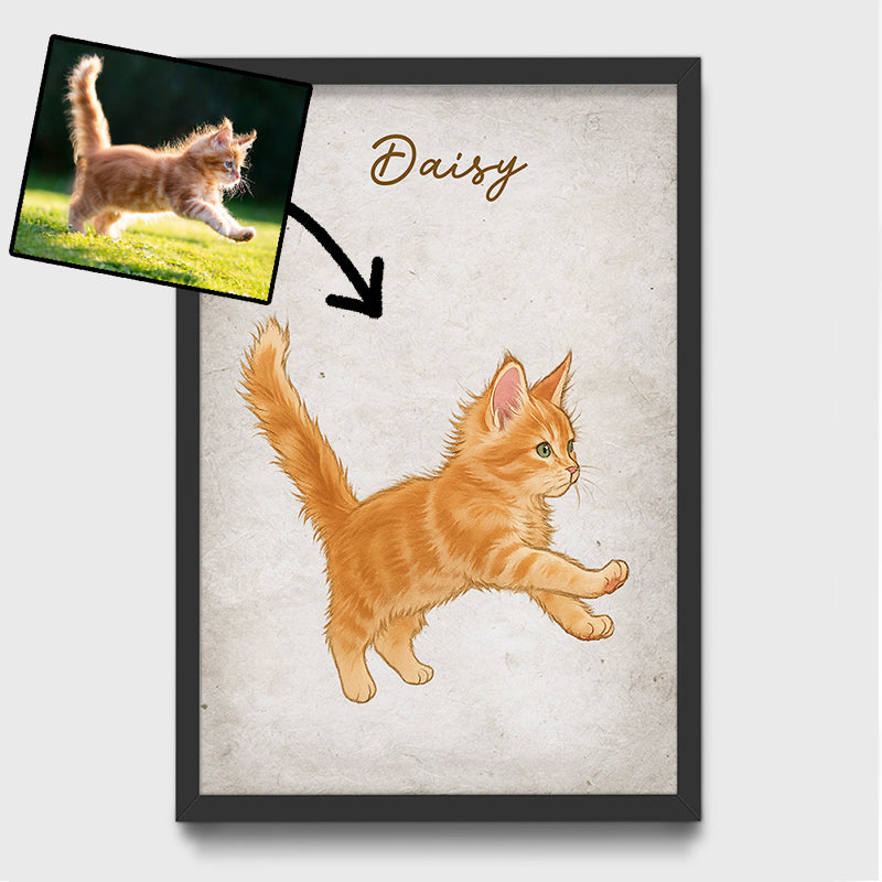 Custom Drawing Vintage Portraits Using Pet Photo Personalized Poster, Personalized Poster, Gift For Pet Lover, Custom Pet Poster