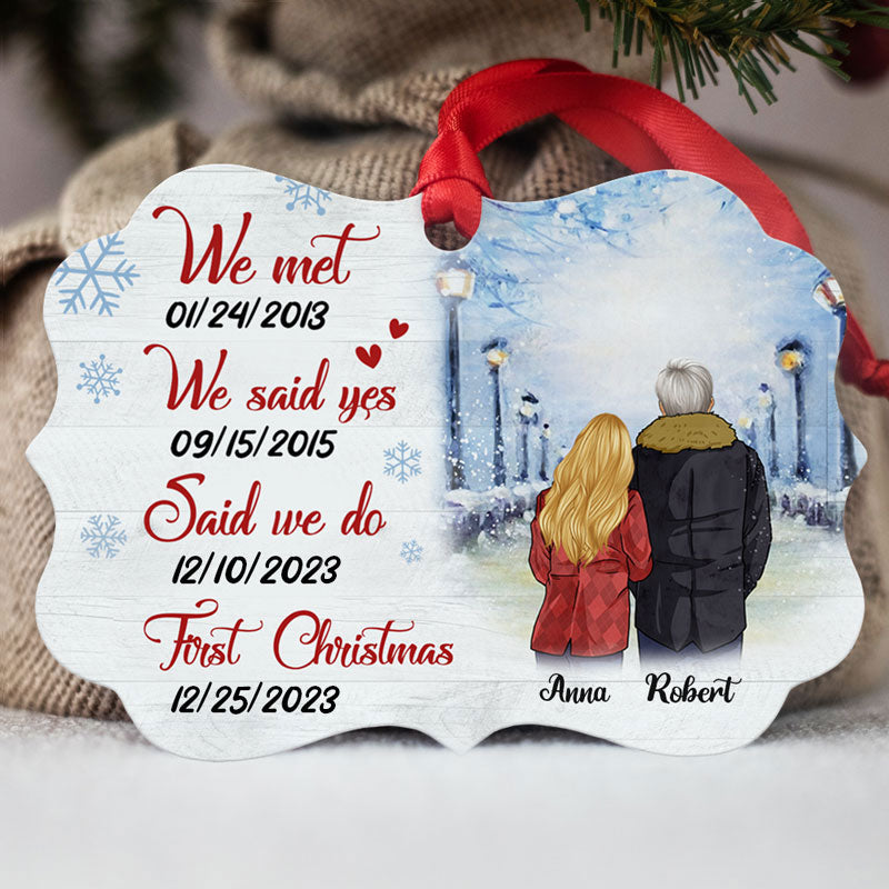 First Christmas Custom Date, Personalized Aluminium Ornaments, Custom Holiday Gift