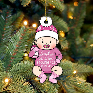 Baby's First Christmas Stats, Baby Shape, Christmas Shaped Ornament, Custom Gift for Baby