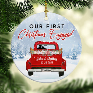 Our First Christmas Engaged, Personalized Christmas Ornaments, Custom Holiday Decoration