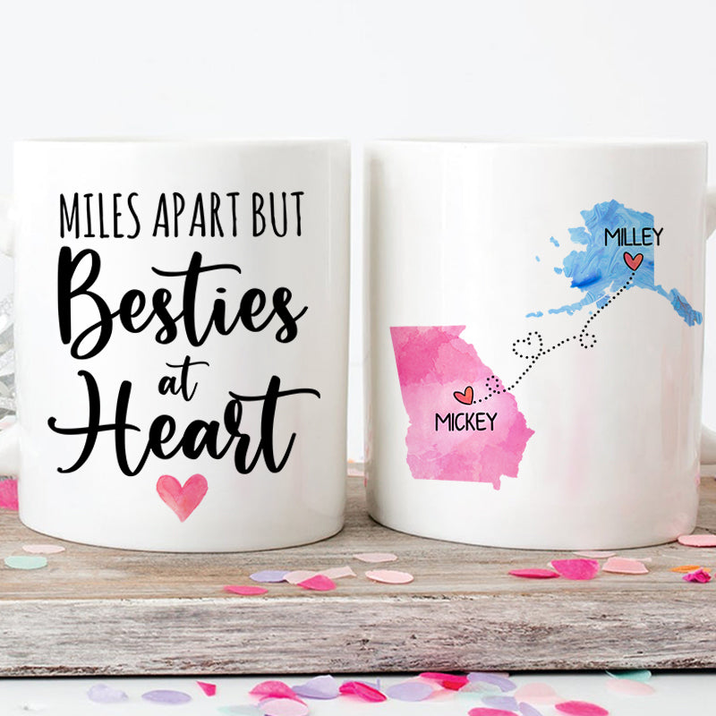 Bestie Long Distance Quotes Personalized State Colors Coffee Mug, Custom  Best Friend Gift