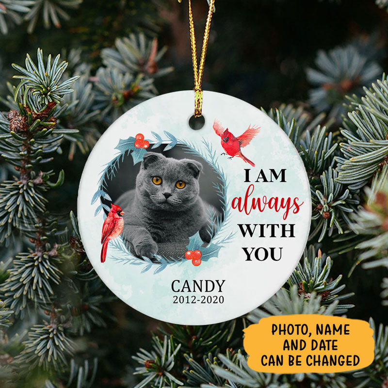 Always with you, Personalized Memorial Ornaments, Custom Photo Gift for Dog Lovers