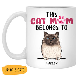 This Cat Mom Belongs To, Custom Coffee Mug, Personalized Gifts for Cat Lovers
