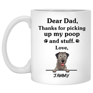 Thanks for picking up my poop and stuff, Funny Irish Wolfhound Personalized Coffee Mug, Custom Gifts for Dog Lovers