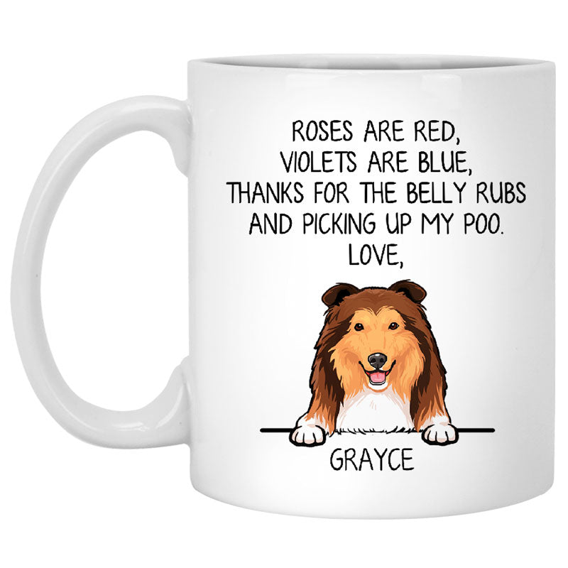 Roses are Red, Funny Shetland Sheepdog (Sheltie) Personalized Coffee Mug, Custom Gifts for Dog Lovers