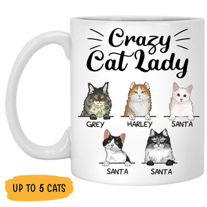 Crazy Cat Lady, Custom Coffee Mug, Personalized Gifts for Cat Lovers