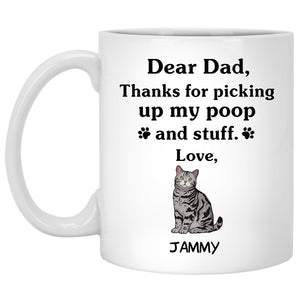 Thanks for picking up my poop and stuff, Funny American Shorthair Cat Personalized Coffee Mug, Custom Gift for Cat Lovers