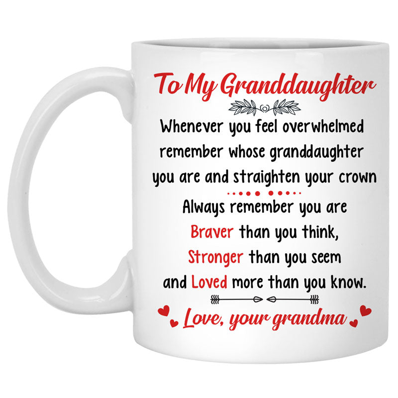 To my granddaughter Whenever you feel overwhelmed, Long Distance State Colors Customized Mugs, Personalized gifts