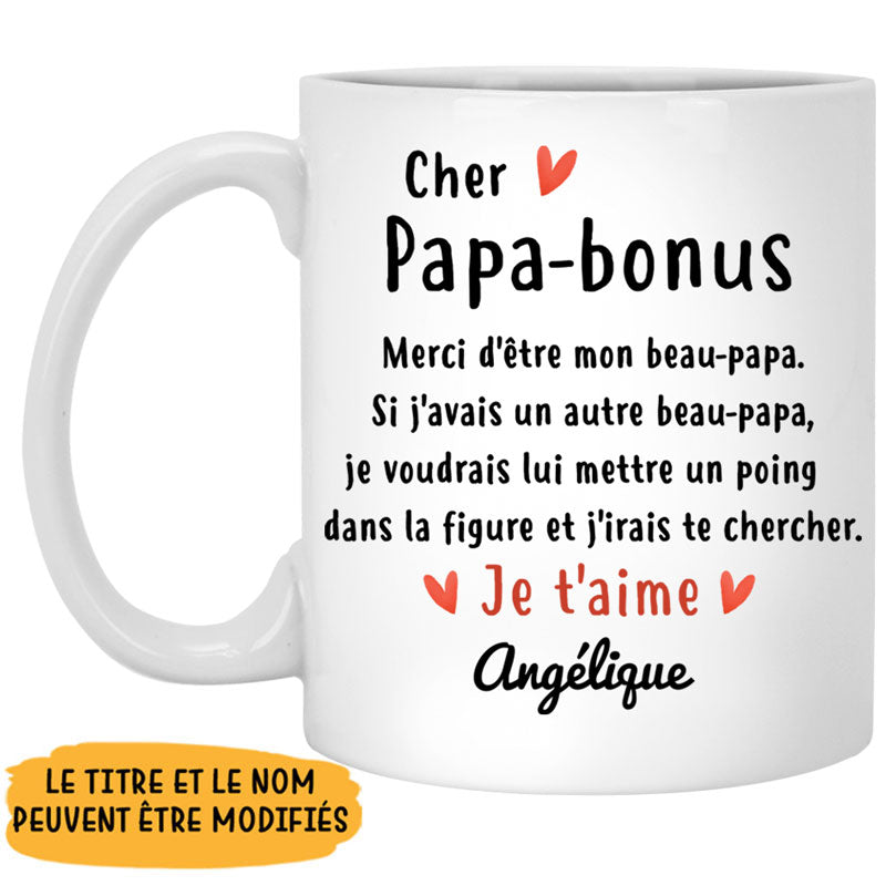 Cher Papa-bonus Merci d'être mon beau-papa, French Français, Mug Perso -  PersonalFury