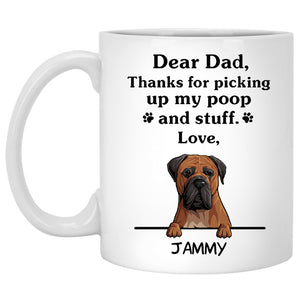 Thanks for picking up my poop and stuff, Funny Bullmastiff Personalized Coffee Mug, Custom Gifts for Dog Lovers
