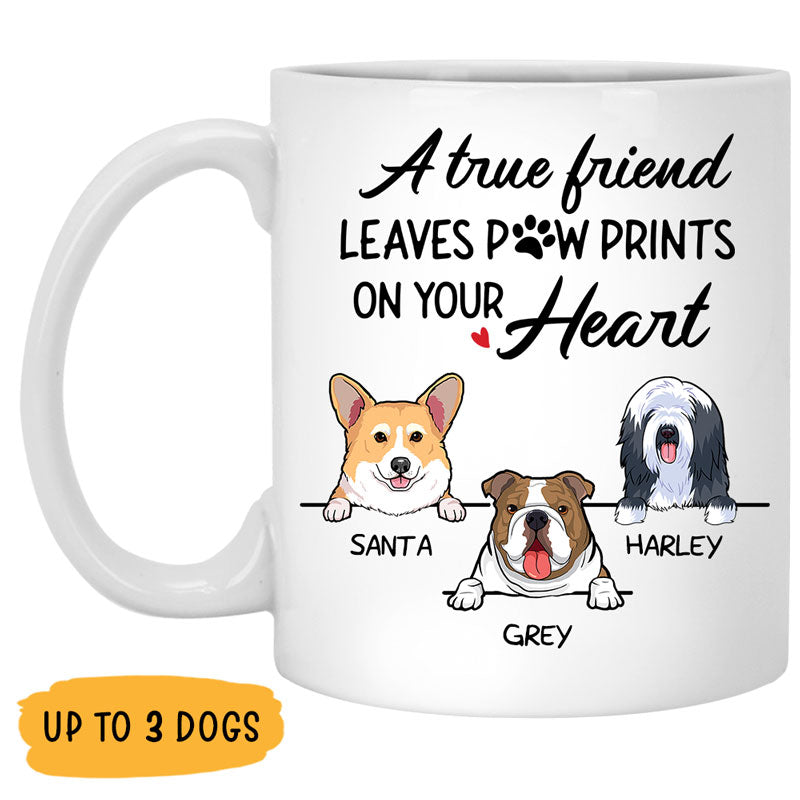 Leaves Paw Prints on Your Heart, Personalized Coffee Mug, Gift for Dog Lovers, Father's Day gift