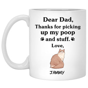 Thanks for picking up my poop and stuff, Funny Ragamuffin Cat Personalized Coffee Mug, Custom Gift for Cat Lovers