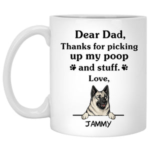 Thanks for picking up my poop and stuff, Funny Norwegian Elkhound Personalized Coffee Mug, Custom Gifts for Dog Lovers