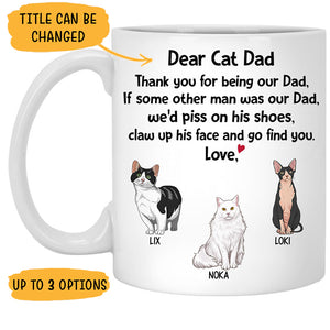 Thank You For Being Our Dad, Personalized Coffee Mug, Custom Gift for Cat Lovers
