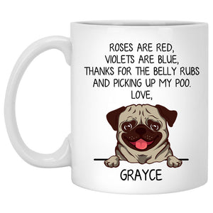 Roses are Red, Funny Pug Personalized Coffee Mug, Custom Gifts for Dog Lovers