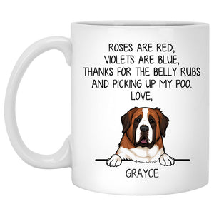 Roses are Red, Funny Saint Bernard Personalized Coffee Mug, Custom Gifts for Dog Lovers