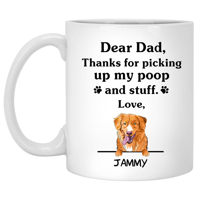 Thanks for picking up my poop and stuff, Funny Nova Scotia Duck Tolling Retriever (Toller) Personalized Coffee Mug, Custom Gifts for Dog Lovers