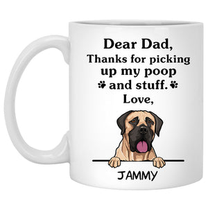 Thanks for picking up my poop and stuff, Funny English Mastiff Personalized Coffee Mug, Custom Gifts for Dog Lovers