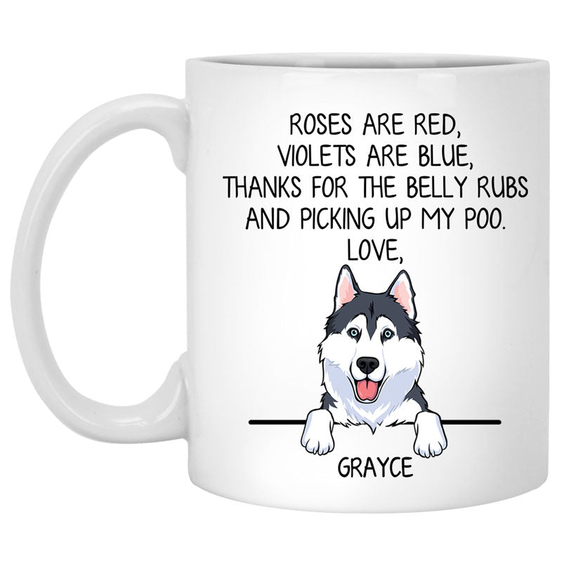 Roses are Red, Funny Husky Personalized Coffee Mug, Custom Gifts for Dog Lovers