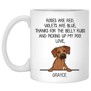 Roses are Red, Funny Rhodesian Ridgeback Personalized Coffee Mug, Custom Gifts for Dog Lovers