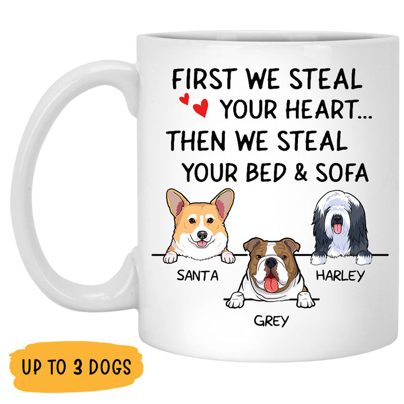 Steal Your Heart, Personalized Coffee Mug, Custom Gift for Dog Lovers