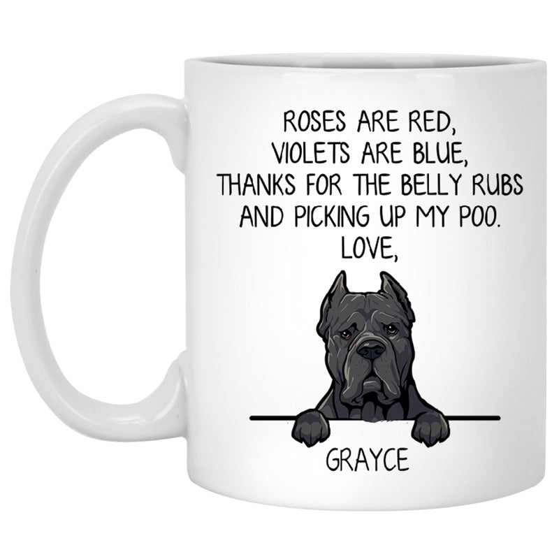 Roses are Red, Funny Cane Corso Personalized Coffee Mug, Custom Gifts for Dog Lovers