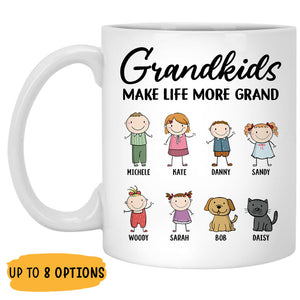 Grandkids Make Life More Grand, Personalized Coffee Mug, gift for Grandparents, Father's Day gift