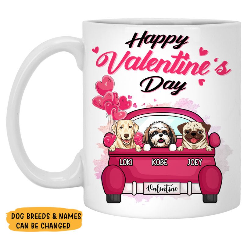 Happy Valentine's Day Version 2, Personalized Mug, Custom Gifts for Dog Lovers