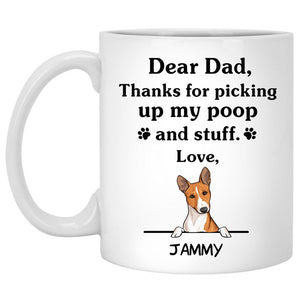 Thanks for picking up my poop and stuff, Funny Basenji Personalized Coffee Mug, Custom Gifts for Dog Lovers