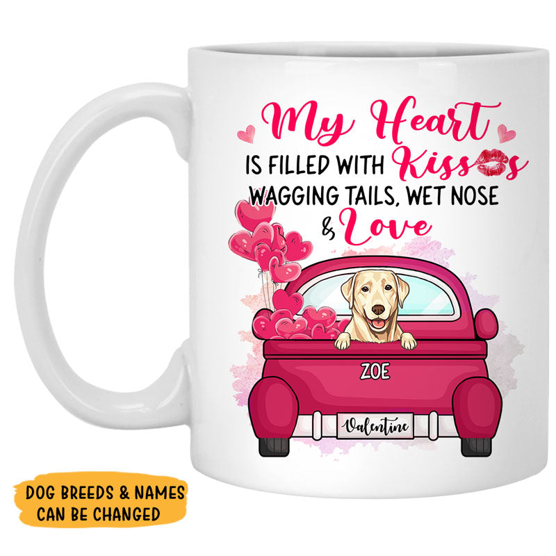 Heart Kisses Love, Personalized Mug, Custom Gifts for Dog Lovers