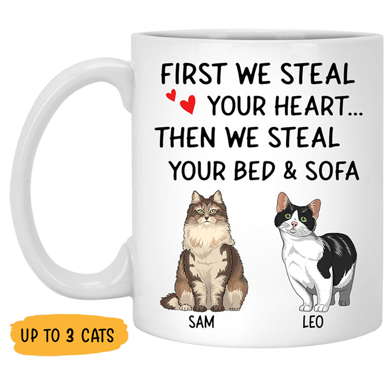 Steal Your Heart, Personalized Coffee Mug, Custom Gift for Cat Lovers