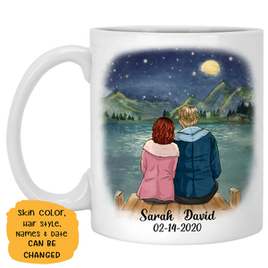 To my husband Love You to the Moon and Back , Night lake view, Anniversary gifts, Personalized gifts for him