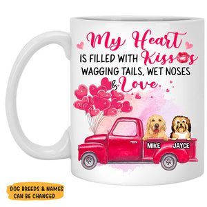 Heart Kisses Love, Personalized Mugs, Custom Gifts for Dog Lovers