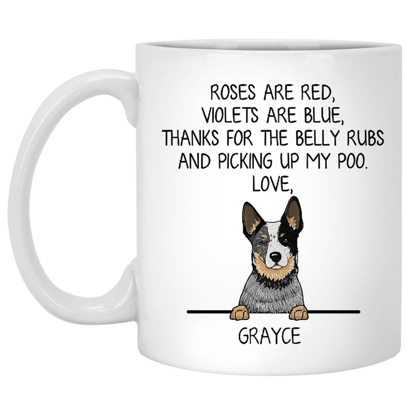 Roses are Red, Funny Australian Cattle Dog (Heeler) Personalized Coffee Mug, Custom Gifts for Dog Lovers