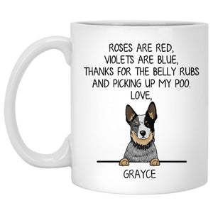 Roses are Red, Funny Australian Cattle Dog (Heeler) Personalized Coffee Mug, Custom Gifts for Dog Lovers