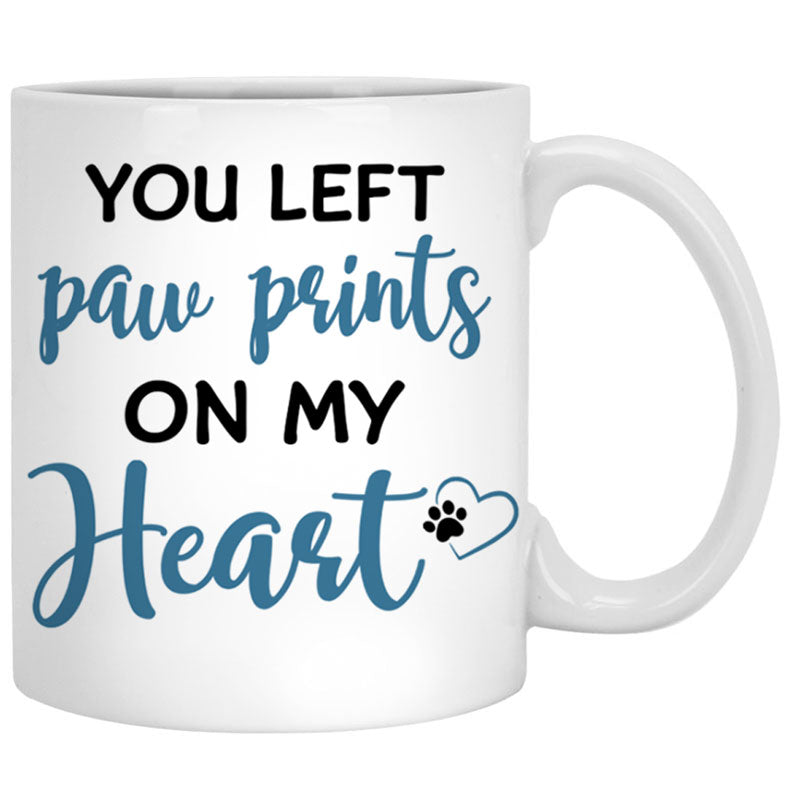You Left Paw Prints Memorial Mugs, Customized Mug, Personalized Gift for Dog Lovers