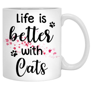 Life Is Better with Cats, Man Red Tree, Personalized Mugs, Custom Gifts for Cat Lovers