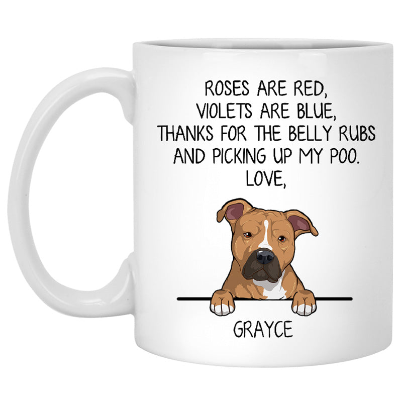 Roses are Red, Funny American Pitbull Terrier Personalized Coffee Mug, Custom Gifts for Dog Lovers